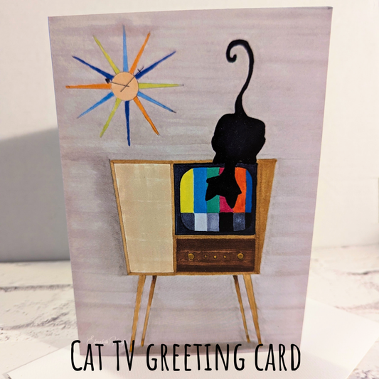 Cat TV greeting card